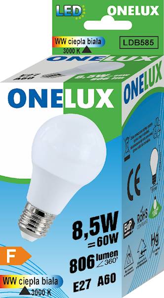 ONELUX LED GREEN E27 A60 8.5W 806lm3000K60W/10