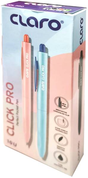 Długopisy CLARO CLICK PRO PASTEL 0.7mm Blue=10 szt