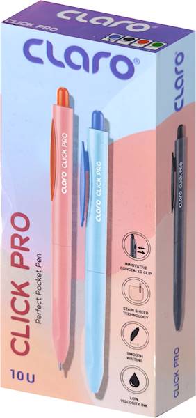 Długopisy CLARO CLICK PRO PASTEL 0.7mm Blue=10 szt