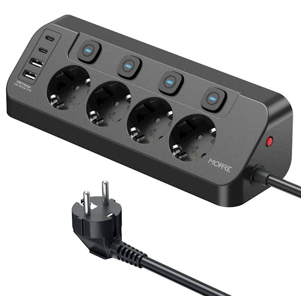 LISTWA ZASIL.M-412 4G 230V 2USB A 2USBC NAROŻNA 2M