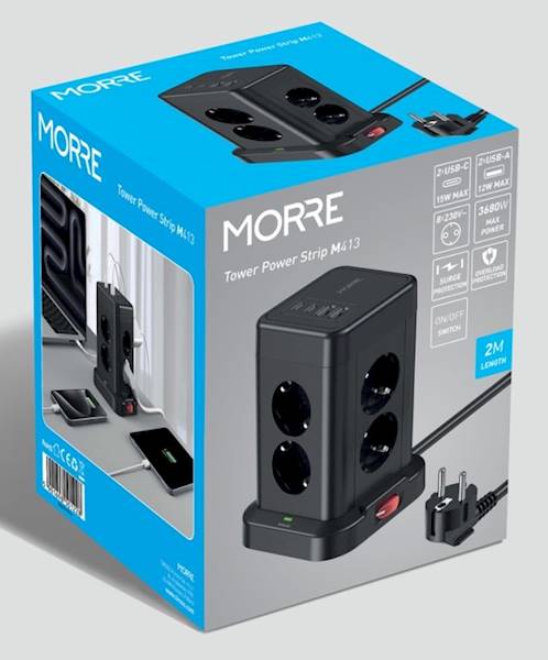 LISTWA ZASIL.M-413 8G 230V 2USB A 2USB C KOSTKA 2M