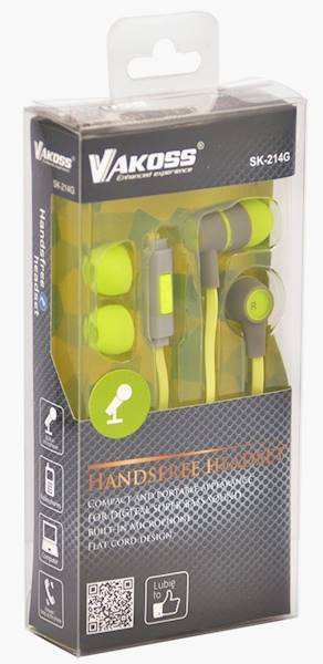 VAKOSS SK 214G SŁUCHAWKI + MIKROFON GREEN