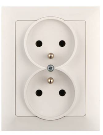 GPt-6/PR biały GNIAZDO WTYCZKOWE 2X 2P+Z