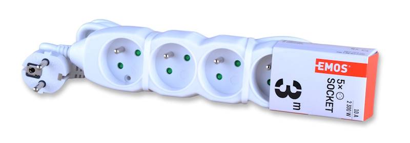 P0513 PRZEDŁUŻACZ 5G 3M  UZIEMIENIE  BIAŁY/5