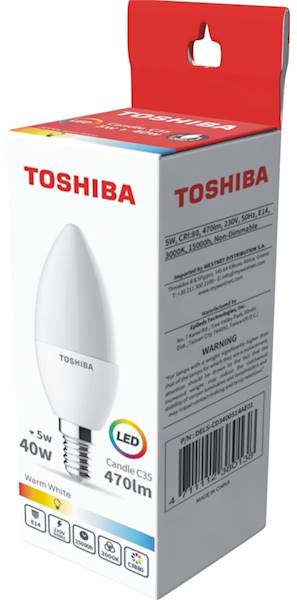 Led TOSHIBA E14 5W 470 lm WW 3000K C37/40W/100