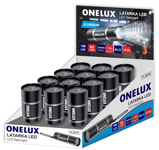 Latarka FL2878 ONELUX aluminium na  3xAAA /12