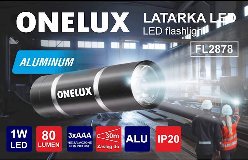 Latarka FL2878 ONELUX aluminium na  3xAAA /12