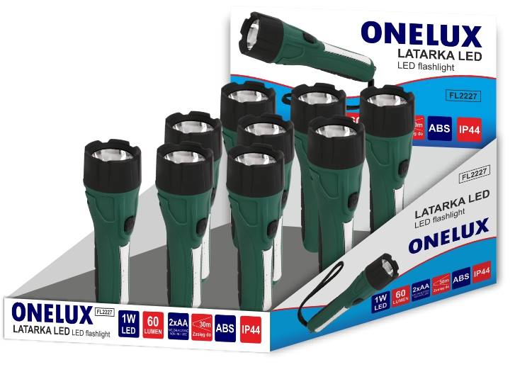 Latarka FL2227 ONELUX 2XAA 1W LED+COB 1W, 60 lm/16