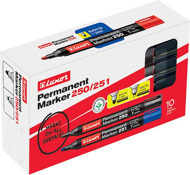 Permanent Marker LUXOR 250 RED opk=12 szt