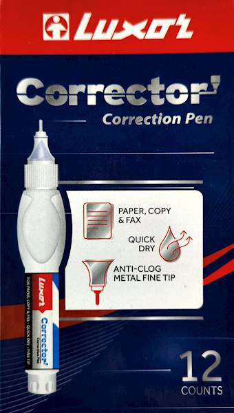 Korektor LUXOR PEN  KULKOWY PŁYN /kpl=12 szt.