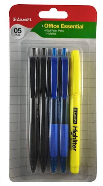 LUXOR office pack 1341/5BC 4XMICRA+HIGHILTER YELOW