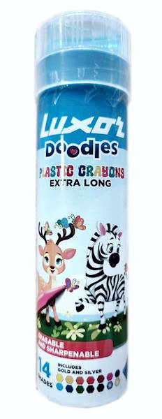 Kredki LUXOR 2358 plastic crayons+temprówka/opk=14