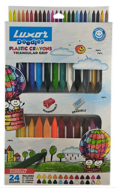 Kredki LUXOR 2386 Plastic crayons  90mm/opk=24 szt