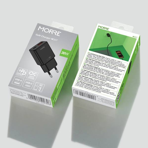 Ładowarka USB A+C 30w M307 Morre CZARNA