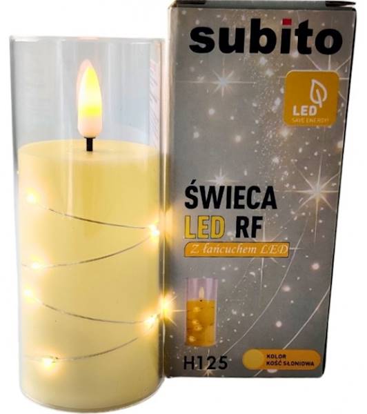ŚWIECA LED SUBITO (262) tuba biała świecąca n./6