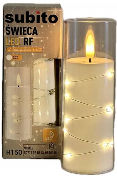 ŚWIECA LED SUBITO(263) tuba biała świecąca nitka/6