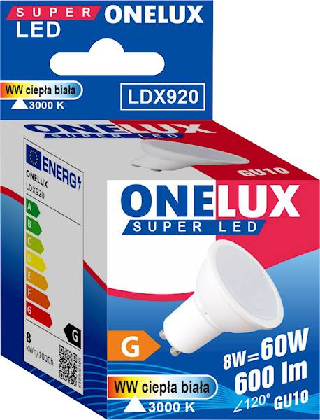 Led ONELUX  GU10 8W 800lm WW 3000K kat św.100