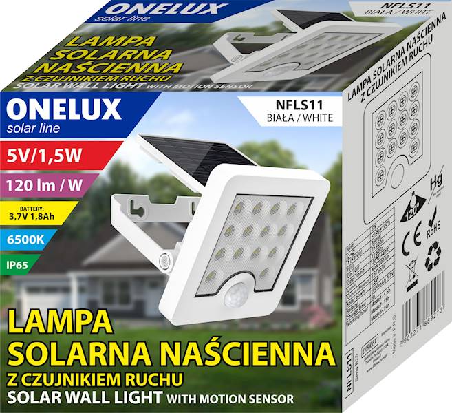 .Lampa NFLS11 ONELUX SOLARNA WALL 5W biała