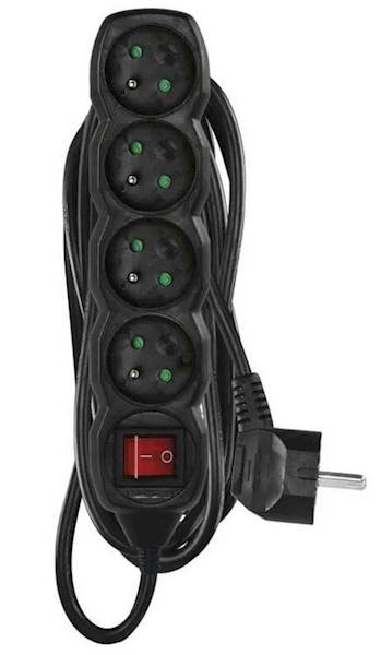 Przedłużacz EMOS PC1415 4g 5m Uziem.+wył. Czarny/5
