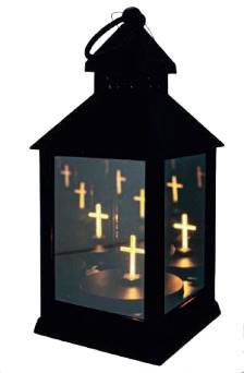 LATARNIA  LED 1089 LUSTRZANA CZARNA Z KRZYŻEM/6