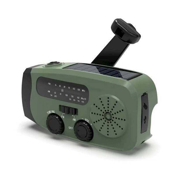 Radio awaryjne solarne z LED i korbą FM-3660K
