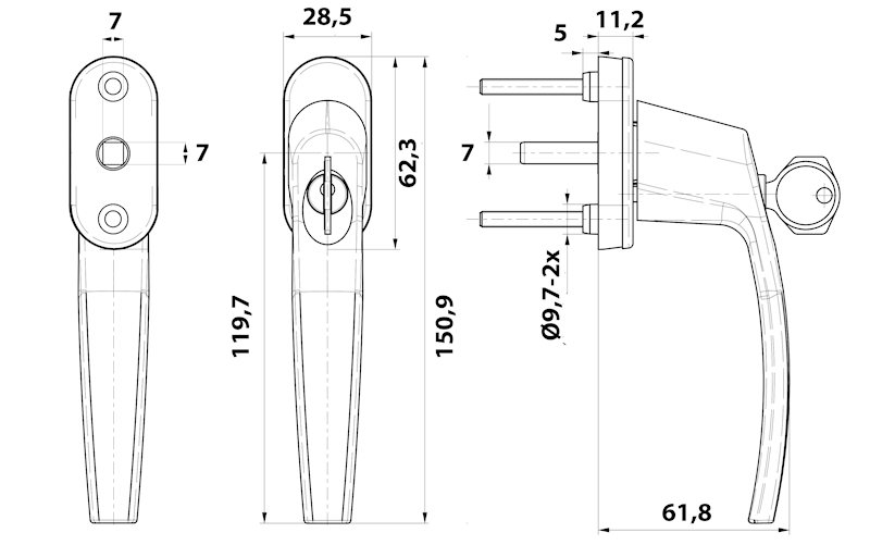 Klamka z kluczykiem VICTORY Antracyt ral 7016