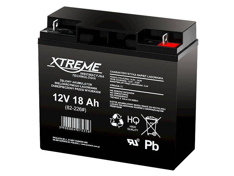 AKUMULATOR ŻELOWY 12V 18Ah XTREME