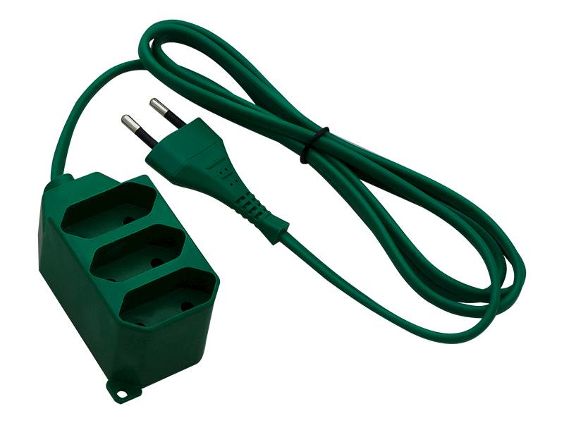 PRZEDŁUŻACZ ELEKTRYCZNY 3xGNIAZDO ZIELONY 1,5m