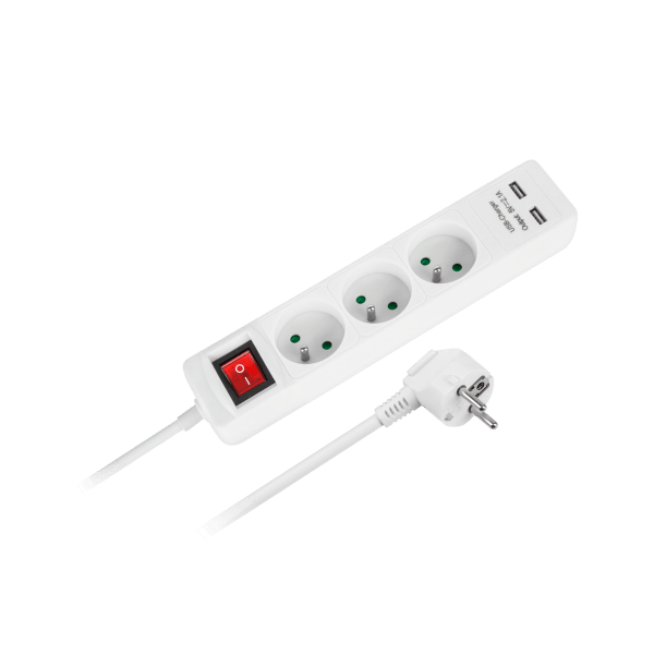 PRZEDŁUŻACZ ELEKTRYCZNY 3xGNIAZDO+2xUSB+WYŁ. 5m