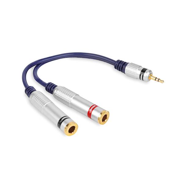 ADAPTER WTYK JACK3,5 STEREO-2xGNIAZDO JACK6,3 MONO