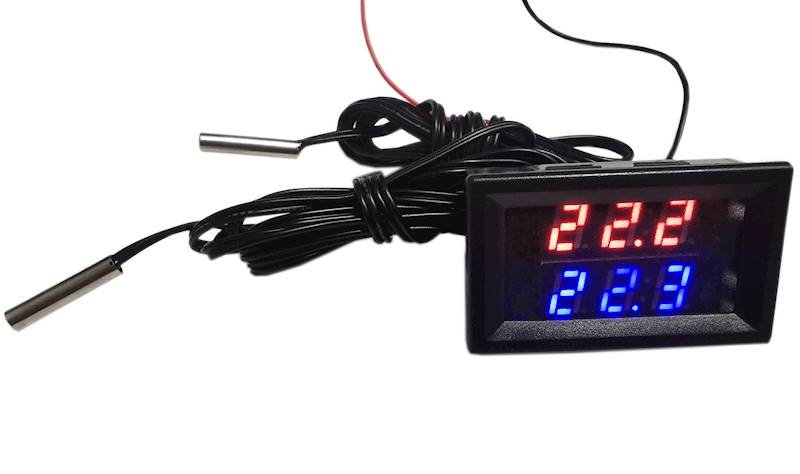STEROWNIK TEMPERATURY -40-+80st.C CZERWONY NIEBIES