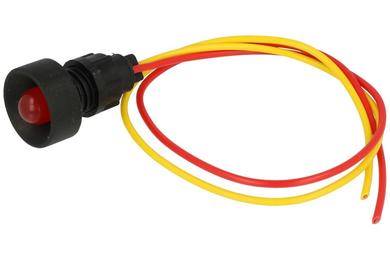 KONTROLKA LED 10mm 12-24VAC/DC CZERWONA Z PRZEWODE