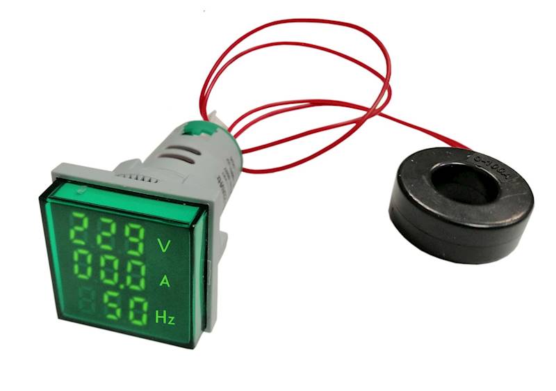 WOLTOMIERZ 20-500V,AMPEROMIERZ Hz 30x30 ZIELONY
