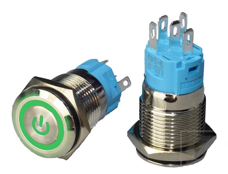 PRZEŁĄCZNIK LB16BP 9-24VDC ON-OFF POWER ZIELONY