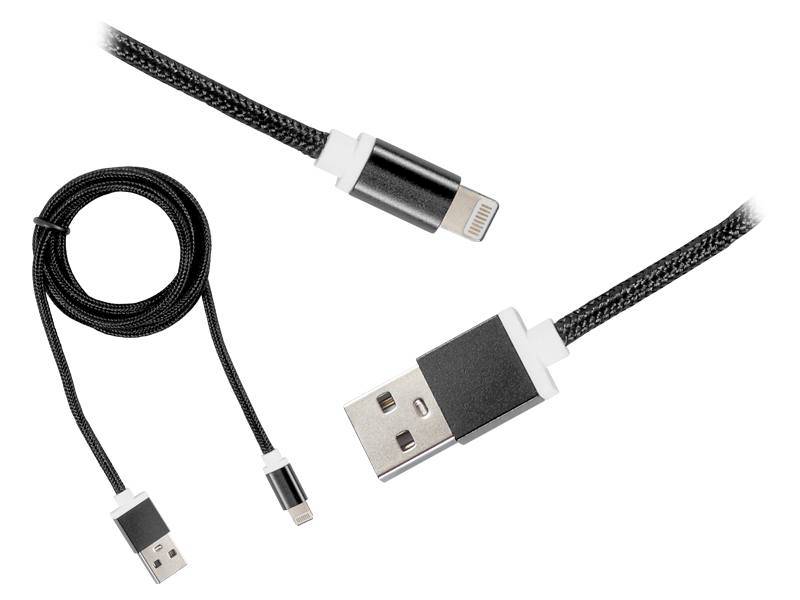 KABEL POŁĄCZENIOWY USB-IPHONE CZARNY 1m