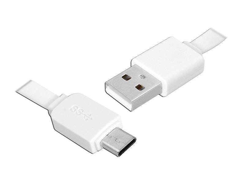 KABEL POŁĄCZENIOWY USB-USB C BIAŁY PŁASKI 1m