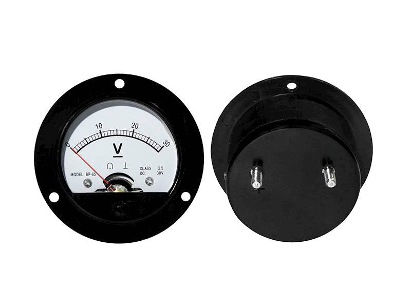 MIERNIK ANALOGOWY 30V OKRĄGŁY
