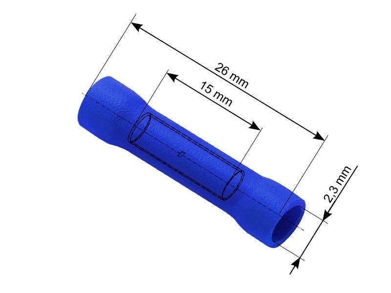 TULEJKA ŁĄCZNIK IZOLOWANA 3,2x26mm NIEBIESKI