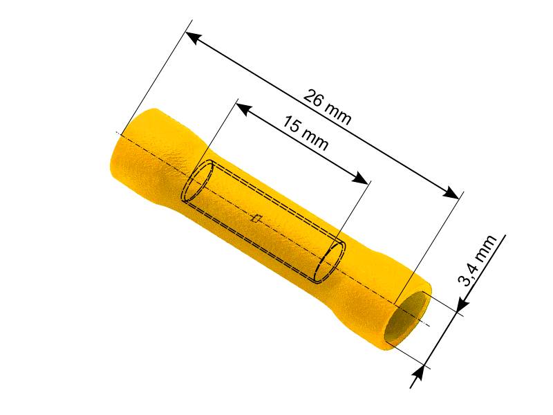 TULEJKA ŁĄCZNIK IZOLOWANA 4,3x26mm ŻÓŁTY