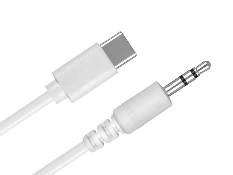 KABEL POŁĄCZENIOWY WTYK USB-C-WT.JACK3,5 BIAŁY 1m