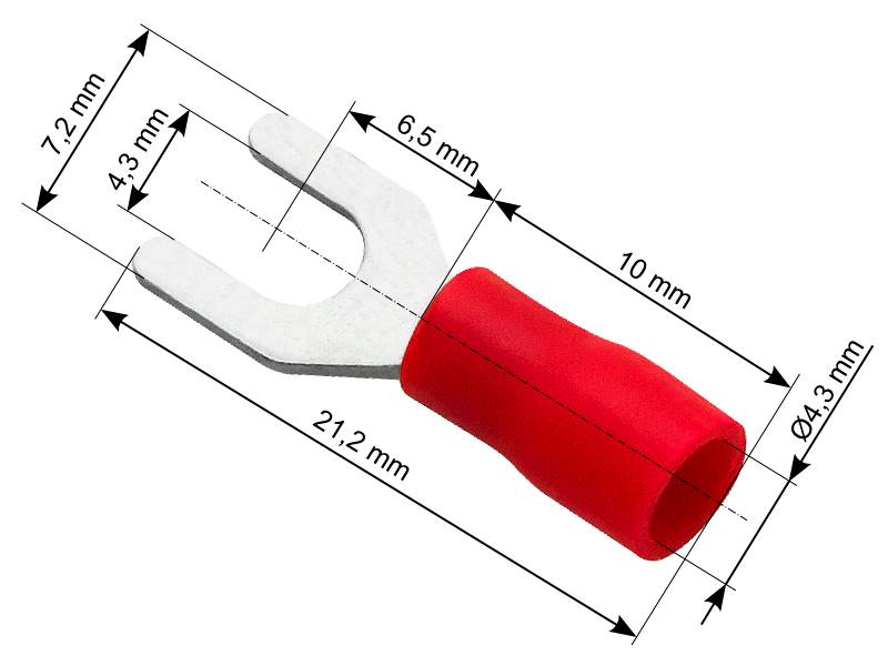KOŃCÓWKA WIDEŁKOWA IZOLOWANA 4,3mm M