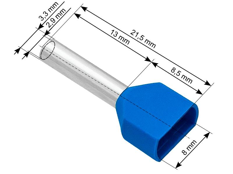 TULEJKA IZOLOWANA 2x2,5x13mm NIEBIESKA