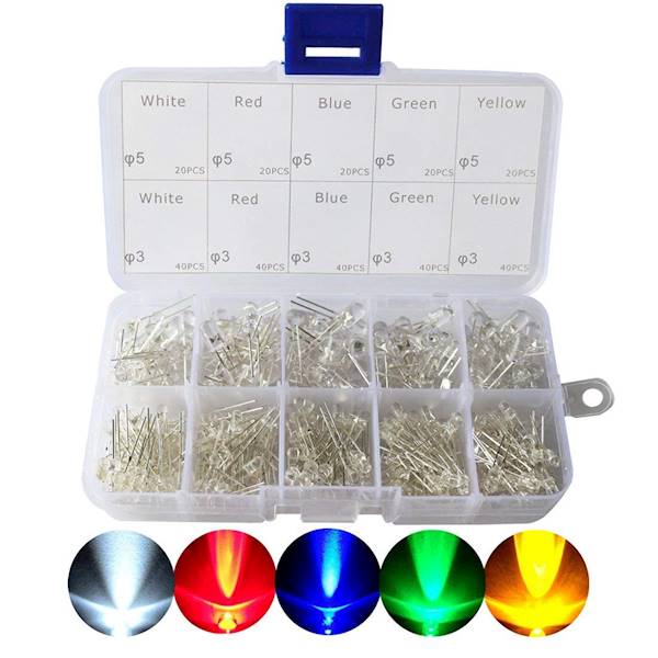 ZESTAW LED 3mm i 5mm CLEAR 300szt.