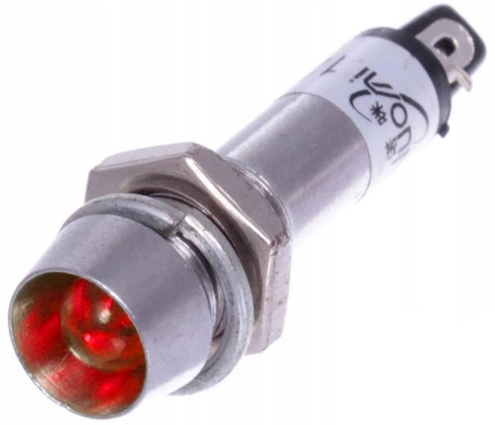 KONTROLKA LED 8mm 12VDC CZERWONA WKLĘSŁA