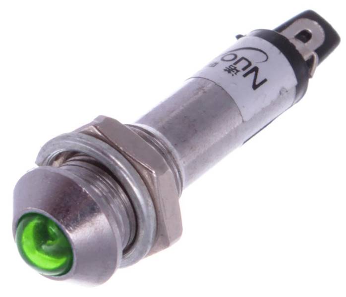 KONTROLKA LED 8mm 12VDC ZIELONA WYPUKŁA