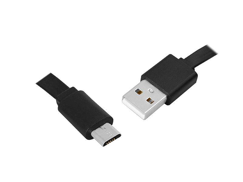 KABEL POŁĄCZENIOWY USB-USBmicro PŁASKI CZARNY 1m
