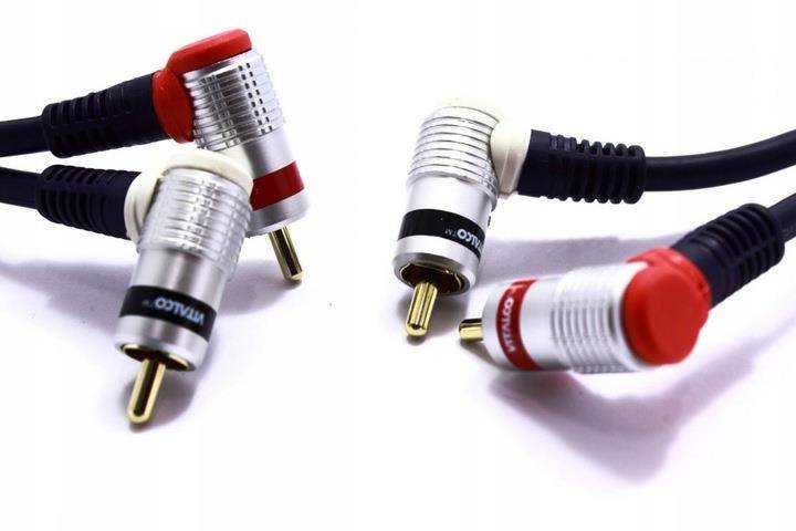 KABEL POŁĄCZENIOWY 2xRCA-2xRCA KĄTOWY 10m