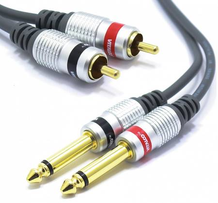 KABEL POŁĄCZENIOWY 2xWT.JACK6,3 MONO-2xWT.RCA 1,5m