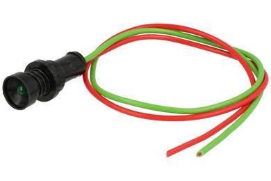KONTROLKA LED 5mm 12-24VAC/DC ZIELONA Z PRZEWODEM