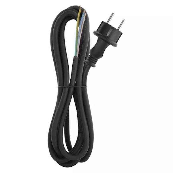 KABEL ZASILAJĄCY MONTAŻOWY 3x1,5mm2 GUMA CZARNY 3m